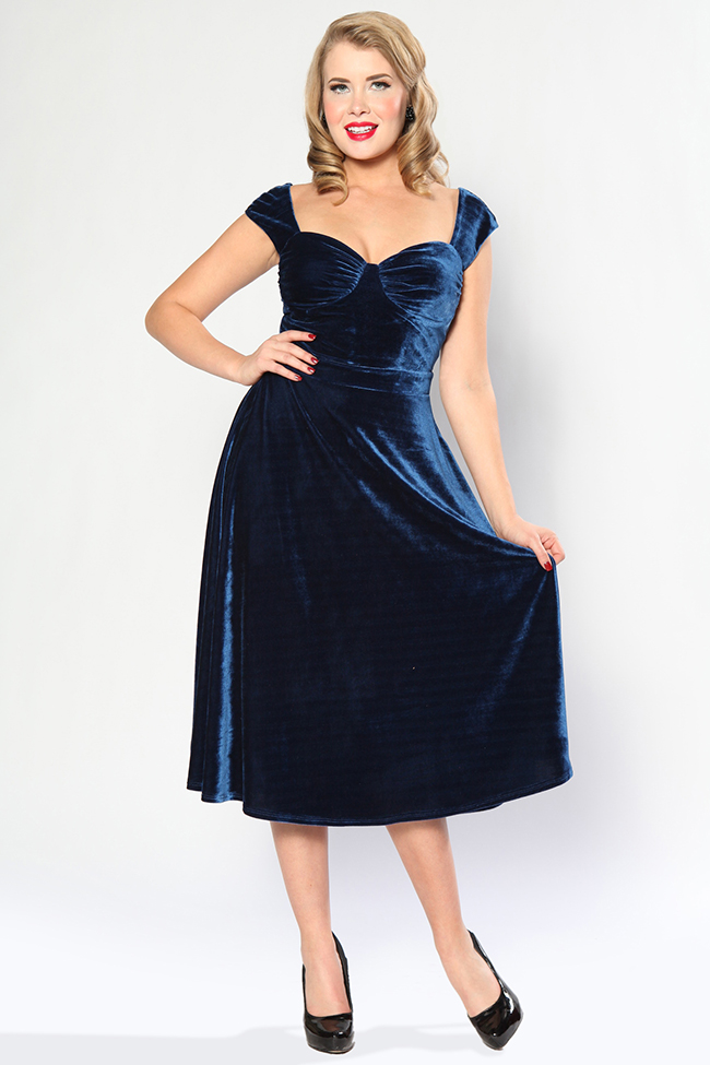 Dee Foreman: Bettie On Holiday Dress Blue Velvet